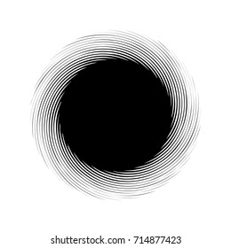 Radial abstract op-art element. Centric, circular geometric element
