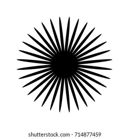 Radial abstract op-art element. Centric, circular geometric element