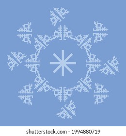 Radial abstract snowflake pixel art  pattern