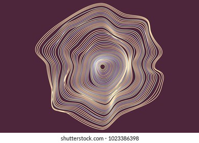 Radial Abstraction in Modern Style. Trendy Wavy Circle. Abstract Background with Visual Distortion Effect. Distorted Circles. Psychedelic Background for Cover, Invitation, Poster, Presentation. Music.
