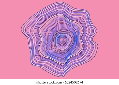 Radial Abstraction in Modern Style. Trendy Wavy Circle. Abstract Background with Visual Distortion Effect. Distorted Circles. Psychedelic Background for Cover, Invitation, Poster, Presentation. Music.