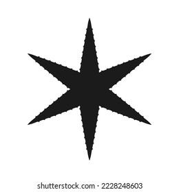 Radial Aloe Vera leaves star icon. A group of black succulents with thorny edges forming a six-point symbol. Isolated on a white background.