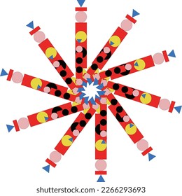 
Radial arrangement vector drawing of a geometric pattern