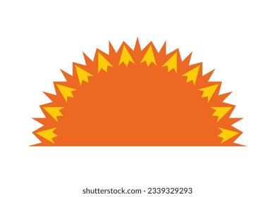 Radial arrowheads sunrise, orange shape icon. A semicircular arrangement of arrow symbols. Isolated on a white background.
