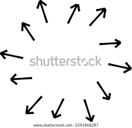 radial arrows icon, distribution symbol vector background.