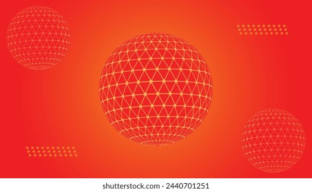Radial background of 3 balls, gradation orange
