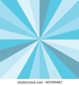 Radial background. Blue rays sunburst vector.