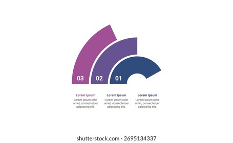 Radial bar chart and text placeholders with 3 bar for business presentation