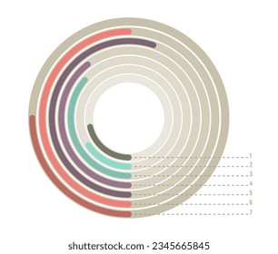 Radial bar infographic chart design. Visual data presentation. Color flat chart diagram vector icon illustration isolated on white background. Design element for finance, statistics, analitics.