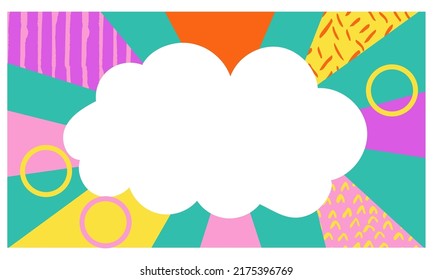 Radial beam stripes title vector abstract background. Comic page layout with cloud and speech bubble. Pop art comic cover template. 90s fun girlish design, nineties frame banner template collection
