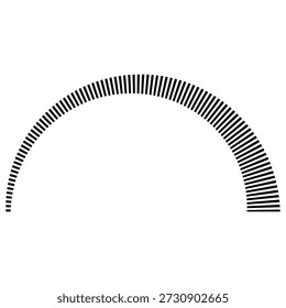 Diseño geométrico abstracto del arco de barras negro radial sobre fondo blanco
