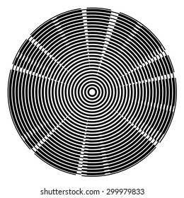 Radial black centered circles tech background 