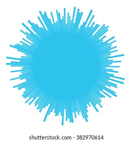 Radial blue concentric particles on white background Sound wave Sun ray or star burst element Zoom effect Square fight stamp Superhero frame Waveform Circle vector background Line texture