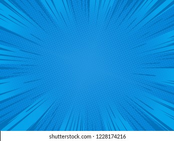 Radial Blue Speed Lines For Comic Books. Explosion Background.Vector Illustration.