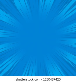 Radial blue speed lines for comic books. Explosion background.Vector illustration.