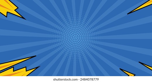 Radial blaue Geschwindigkeitslinien für Comic-Bücher. Explosion Hintergrund.Vektorillustration.