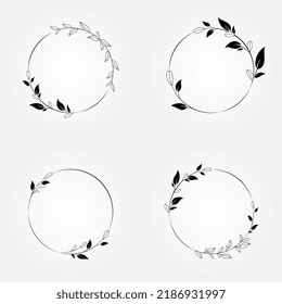 radial botanical frame floral vector set design. invitation wedding frame initial name save the date and more.