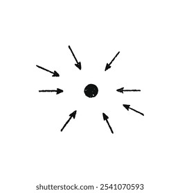 Explosión radial con punto central y Vector de flechas hacia afuera - Símbolo Abstractas para los conceptos de energía, movimiento y enfoque