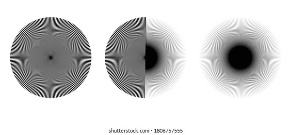 Radial burst lines circular element or background. Starburst or sunburst graphics as icon or logo.