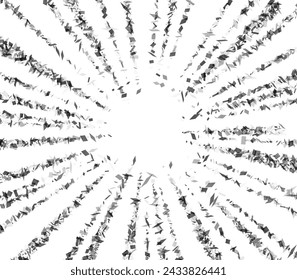 A radial burst of monochrome shards, creating a powerful and dynamic pattern on a square white background.