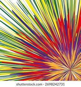 Padrão de burst radial. Energia da cor de explosão. Design de vetor Starburst. Espectro vibrante brilhante. EPS 10.