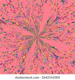 Radial burst shape. Colorful explosion vector. Pink background graphic. Splatter particle symbol. - Powered by Shutterstock - Get 15% off with code: PIKWIZARD15
