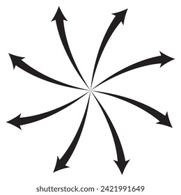 Radial Bursting Arrows round Shape Icon