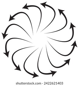 Flechas de ráfaga radial alrededor de la forma Icono, 7891