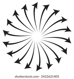Radial Bursting Arrows round Shape Icon, 7891