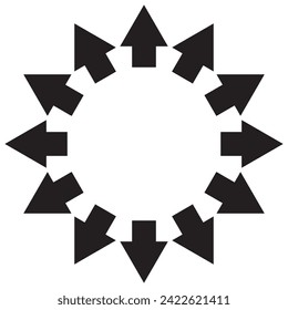 Radial Bursting Arrows round Shape Icon, 7891