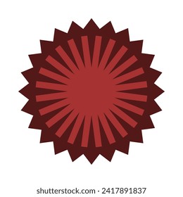 Radial bursting arrows, sunshine red icon. A circular arrangement of arrow symbols. Isolated on a white background.