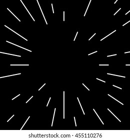Radial bursting lines circular monochrome geometric pattern