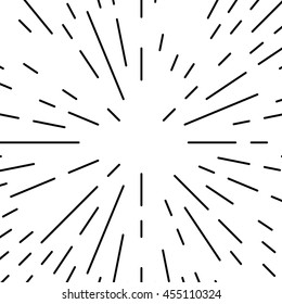 Radial bursting lines circular monochrome geometric pattern