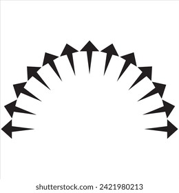Radial Bursting mini Arrows Semicircle Silhouette Icon, 7891
