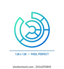 Radial chart gradient linear vector icon. Circular graph. Business information. Strategic goal. Data visualization. Thin line color symbol. Modern style pictogram. Vector isolated outline drawing