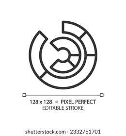 Radial chart linear icon. Circular graph. Business information. Data visualization. Performance measurement. Thin line illustration. Contour symbol. Vector outline drawing. Editable stroke