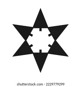 Radial Christmas tree six-point star. A group of festive trees forms a symbol with six points. Isolated on a white background.