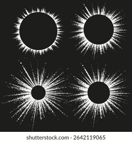 Radial circle burst. Abstract Vector lines. Energy ray graphic. Concentric light rings.
