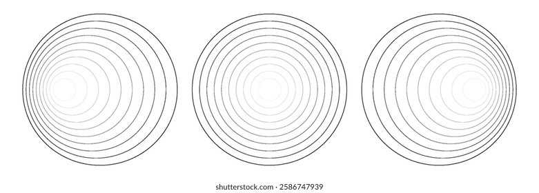 Radial circle lines. Circular lines elements. Symbol of Sun star rays. Flat design elements. Spokes with radiating stripes.