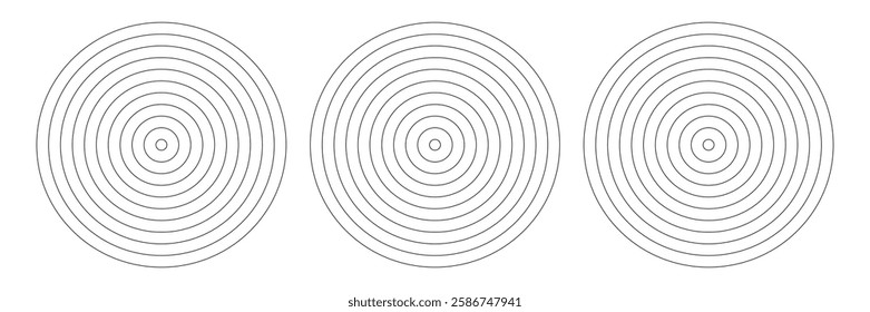 Radial circle lines. Circular lines elements. Symbol of Sun star rays. Flat design elements. Spokes with radiating stripes.