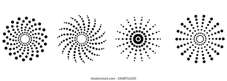 Radial circle lines. Circular radiating lines geometric element. Sun star rays symbol. Abstract geometric shapes. Design element. Vector illustration isolated on white background. EPS 10