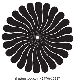 Líneas de círculo radial. Elemento geométrico de líneas radiantes circulares. Símbolo de los rayos solares. Formas geométricas Abstractas. Elemento de diseño. Ilustración vectorial aislada sobre fondo blanco.