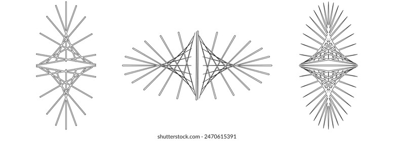 Radial circle lines. Circular radiating lines geometric element. Sun star rays symbol. Abstract geometric shapes. Design element. Vector illustration isolated on white background.