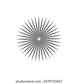 Líneas de círculo radial. Elemento geométrico de líneas radiantes circulares. Símbolo de los rayos solares. Formas geométricas Abstractas. Diseño eps 10