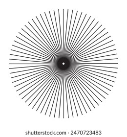 Radial circle lines. Circular radiating lines geometric element. Sun star rays symbol. Abstract geometric shapes. Design eps 10
