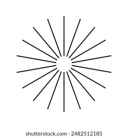 Radial circle lines: circular radiating geometric shapes resembling sun rays. Abstract design element. Vector illustration on a white background.