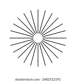 Líneas circulares radiales: Formas geométricas circulares radiantes que se asemejan a los rayos solares. Elemento de diseño Abstractas. Ilustración vectorial sobre fondo blanco.