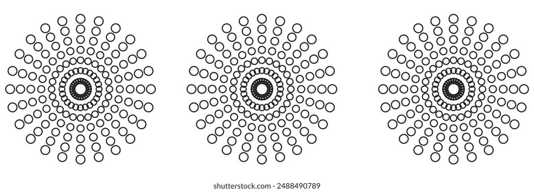 Radial circle lines. Circular radiating lines geometric element. Sun star rays symbol. Abstract geometric shapes. Design element. Vector illustration isolated on white background.