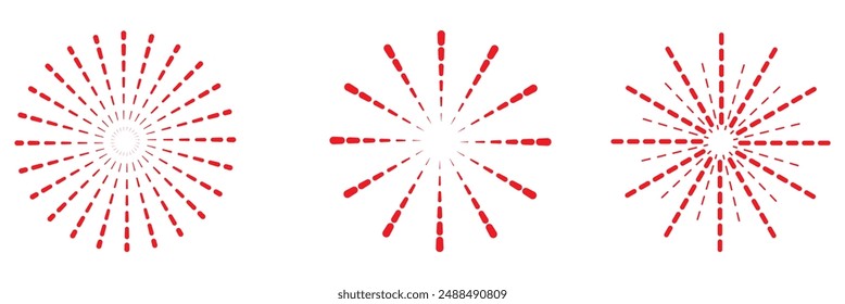 Líneas de círculo radial. Elemento geométrico de líneas radiantes circulares. Símbolo de los rayos solares. Formas geométricas Abstractas. Elemento de diseño. Ilustración vectorial aislada sobre fondo blanco.