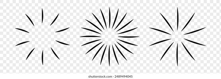 Radial circle lines. Circular radiating lines geometric element. Sun star rays symbol. Abstract geometric shapes. Design element. Vector illustration. Eps 10.